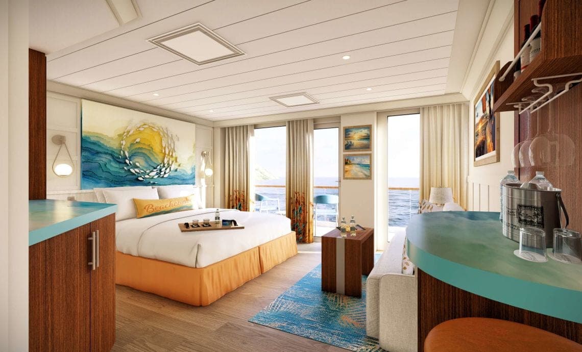 Grand Terrace suite interior with seating and balcony access